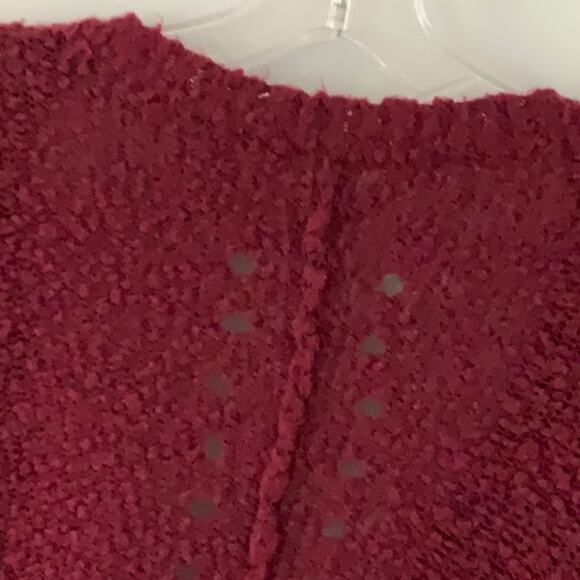 Free People Wool Blend Oversized Cardigan Size XS Burgundy Pockets - Picture 8 of 9
